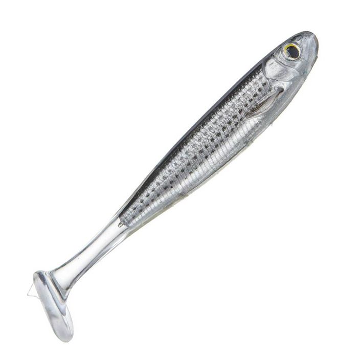Свимбейт Live Target Slow Roll Mullet Soft Swimbait - Silver/Black, 4in, 4pk