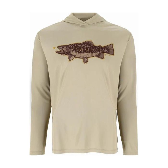 Рыболовная рубашка Simms Men's Tech Hoody - Artist Series - Stone Trout Fly FFF Logo