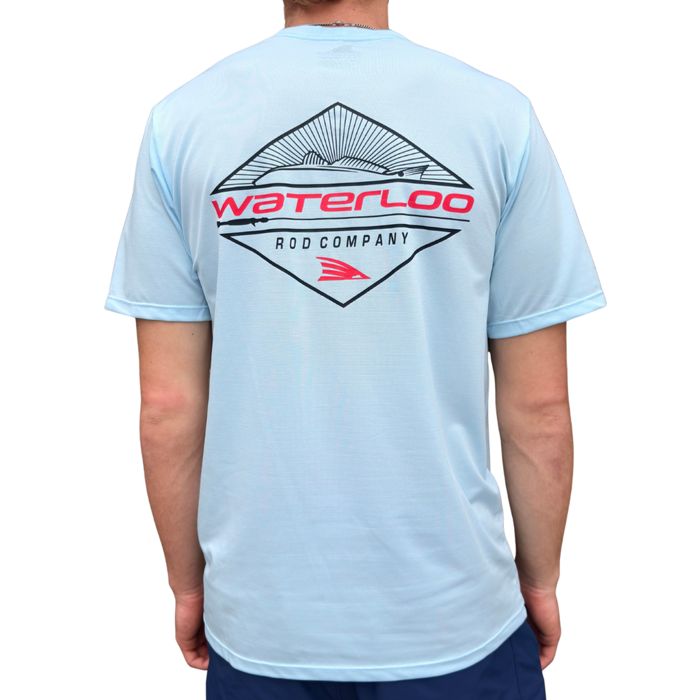 Рыболовная рубашка Waterloo Rods Waterloo Coastal Blue Short Sleeve Tee - Diamond Logo