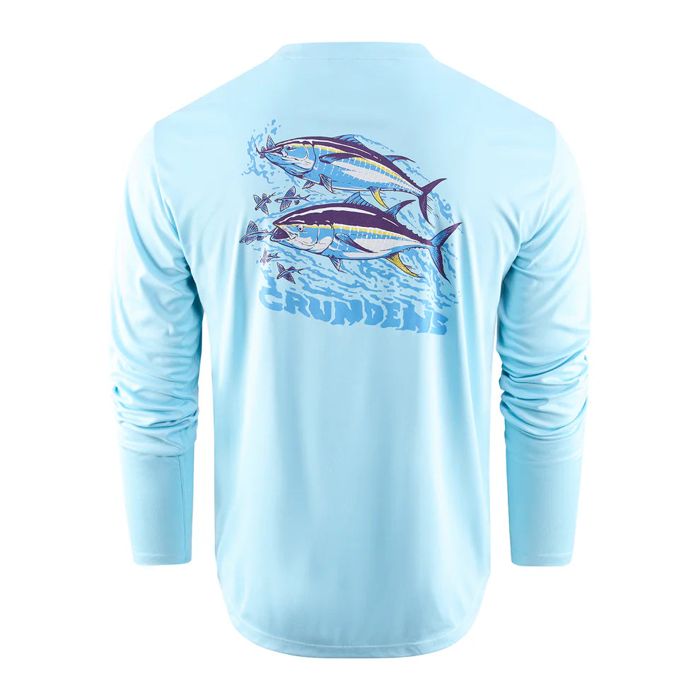 Рыболовная рубашка Grundens Grunden's Twin Tuna Long Sleeve Technical Tee Shirt - Aquamari