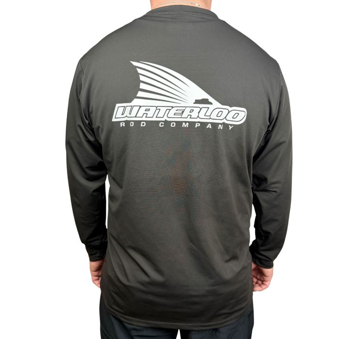 Рыболовная рубашка Waterloo Rods Waterloo Black Long Sleeve Performance Tee- Tails Up