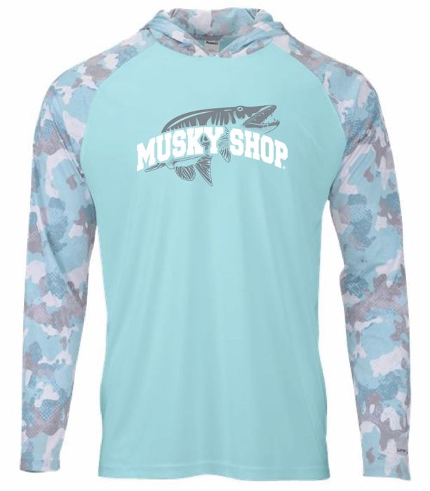 Рыболовная рубашка Musky Shop Paragon Sun Hoodie Shirt Aqua Camo