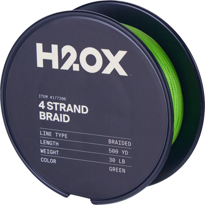 Плетёный шнур H2OX 4 Strand Braid 500 Yd Filler Spool Hi-Vis Green
