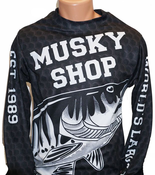 Рыболовная рубашка Musky Shop Long Sleeve Performance T-Shirt Crew Neck Jersey Black