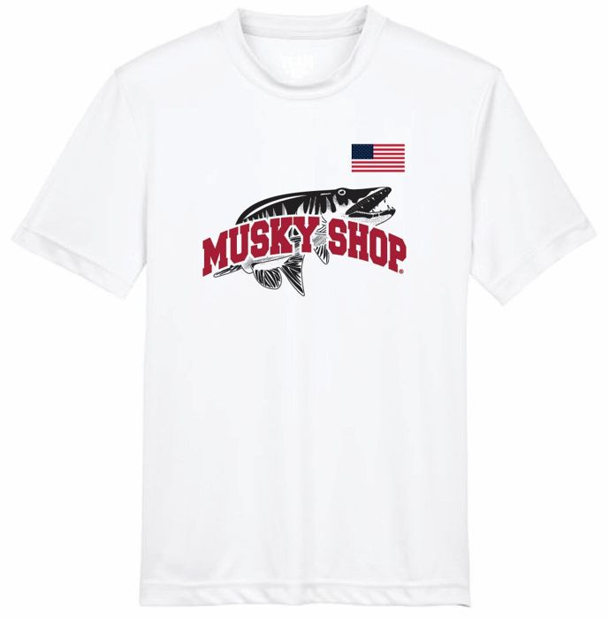 Рыболовная рубашка Musky Shop Youth T-Shirt Team 365 Performance White Red