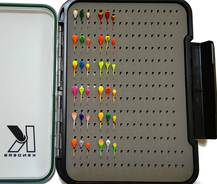 Зимняя приманка Kenders Outdoors 36 PIECE BRIGHT UV LARGE HOOK TUNGSTEN JIG SET WITH LARGE
