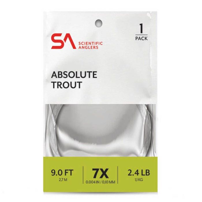 Подлесок и типпет Scientific Anglers Absolute Trout Freshwater Tapered Leader - 6X, Clear,
