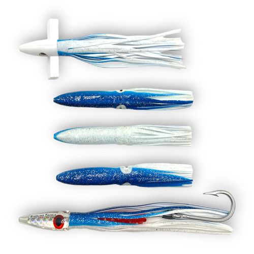 Троллинговая цепочка-тизер Blue/White Bulb Squid Chain, размер S