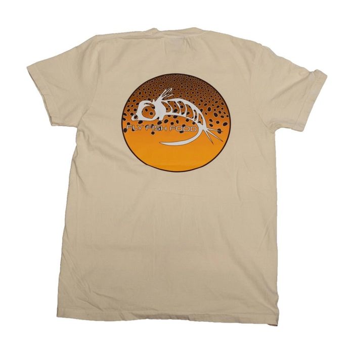 Рыболовная рубашка Fly Fish Food Custom Fly Fish Food Brown Trout Logo Tee - Cream