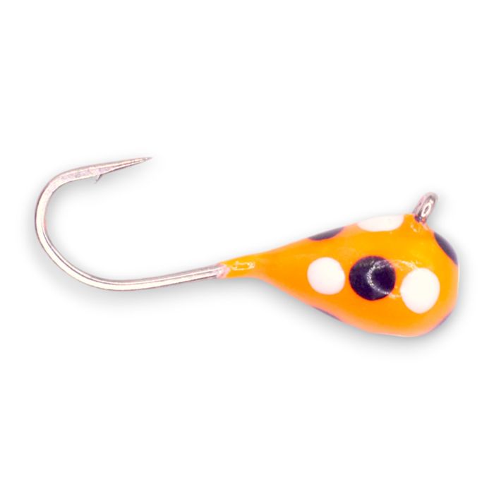 Зимняя приманка Kenders Outdoors ORANGE WHITE BLACK SPOT GLOW TUNGSTEN JIG