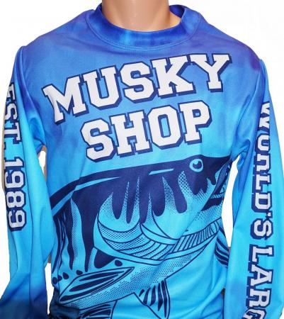 Рыболовная рубашка Musky Shop Long Sleeve Performance T-Shirt Crew Neck Jersey Blue