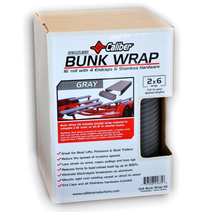 Запчасть прицепа Caliber Bunk Wrap Kit, 24' Roll with 4 Endcaps, 2" x 6" Wrap, Gray