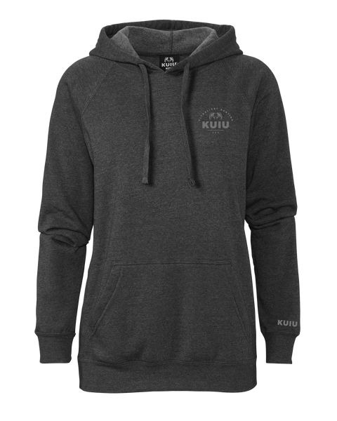 Рыболовная рубашка KUIU Women's Stacked Chest Logo Hoodie | Charcoal