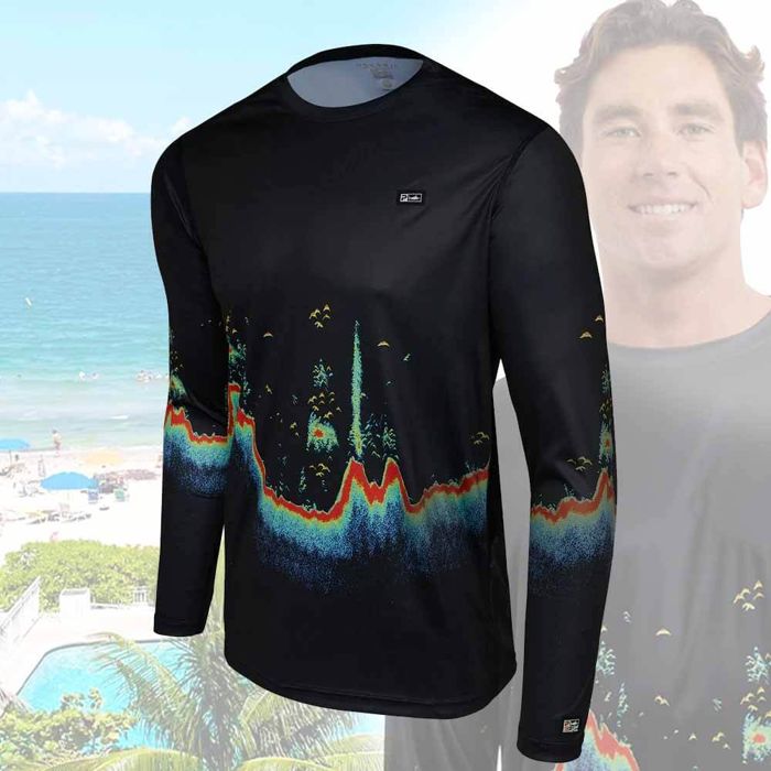 Рыболовная рубашка Pelagic Vaportek LS Black Sonar Performance Shirt - 3X-LARGE