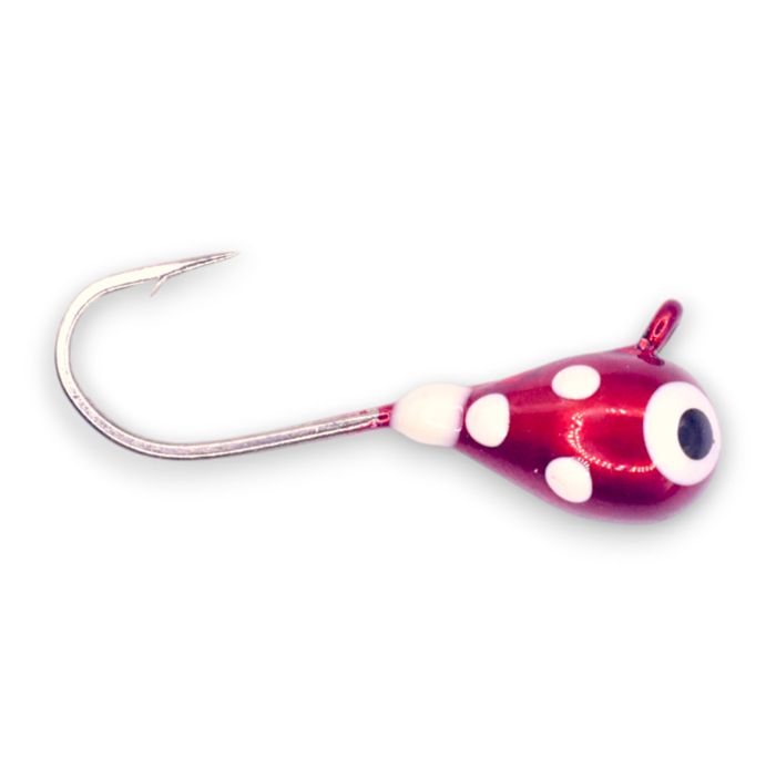 Зимняя приманка Kenders Outdoors MAROON RED LADY BUG GLOW SPOTS TUNGSTEN JIG