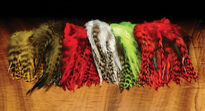 Материал для вязания мушек Hareline Dubbin Hareline Strung Grizzly Variant Saddle Hackle