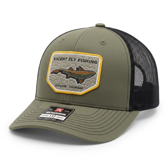 Головной убор Ascent Fly Fishing Olive & Black Mesh Trucker Hat