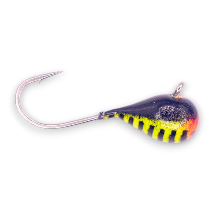 Зимняя приманка Kenders Outdoors ORANGE/YELLOW BLACK STRIPE GLOW TUNGSTEN JIG