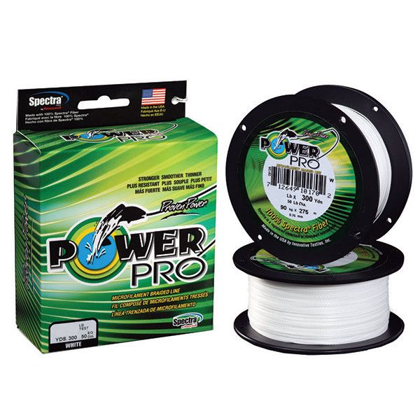 Плетёный шнур POWER PRO Spectra Braided Fishing Line, White, 300 yds.