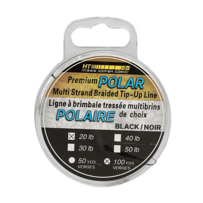 Плетёный шнур HT Enterprises Polar Ice Braided Ice Fishing Line - Black, 20lb, 100yds