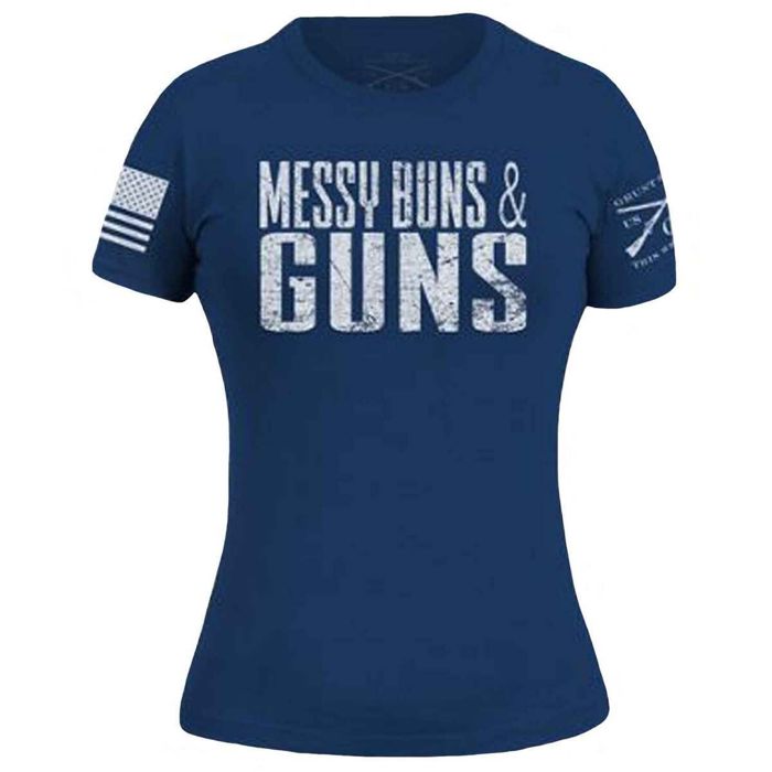 Рыболовная рубашка Grunt Style Women's Messy Buns and Guns Short Sleeve Casual Shirt