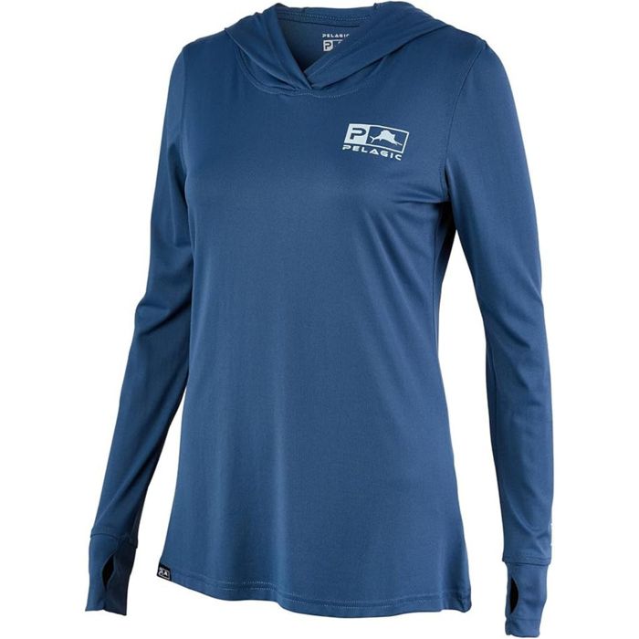 Рыболовная рубашка Pelagic Womens Aquatek Hooded Icon Americamo Long Sleeve