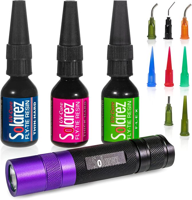 УФ-клей для вязания мушек J. Stockard Fly Fishing PRO Roadie Kit 1/2 ounce assortment with