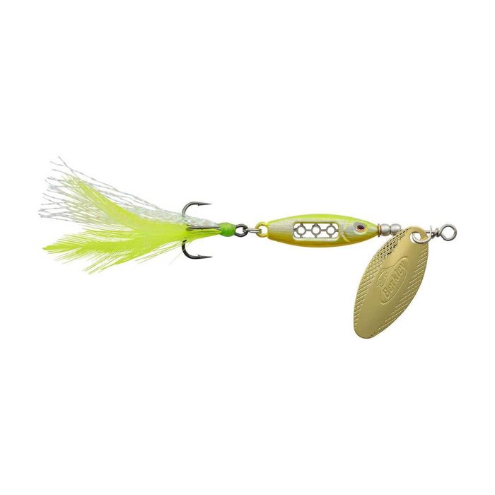 Вращающаяся блесна Berkley Dough Rider Minnow Inline Spinner - Lime Chartreuse, 1/4oz, 1ct
