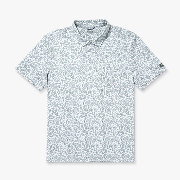 Рыболовная рубашка MENS Qualifier Printed Performance Polo Shirt | Oyster Gray