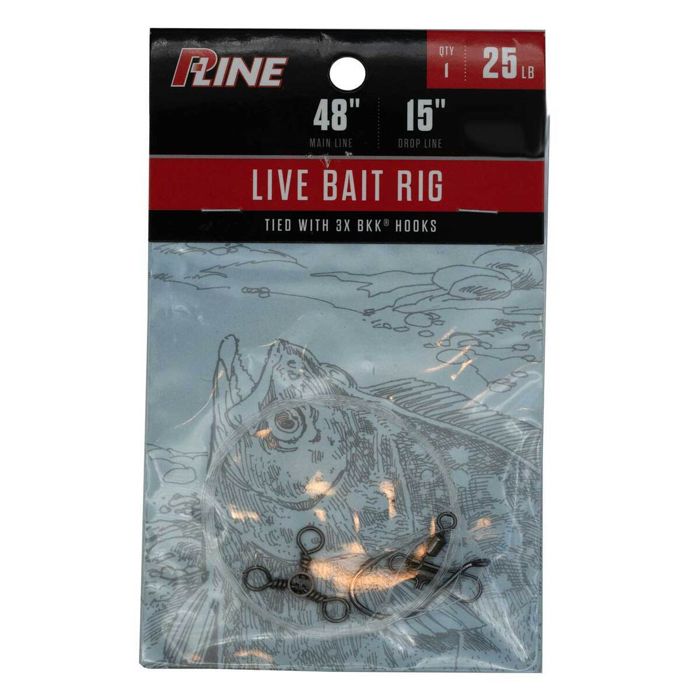 Готовая оснастка P-Line Live Bait Rig 25lb with BKK Hooks - 48in Main/15in Drop