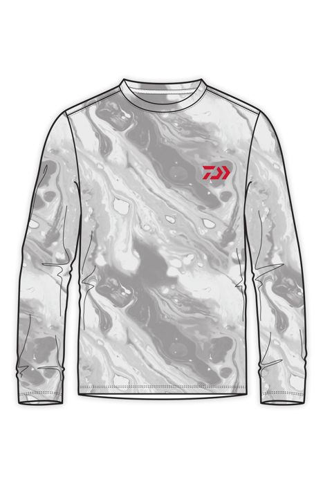 Рыболовная рубашка DAIWA D-Vec Snow Camo Red Logo Ls Perf Sunshirt