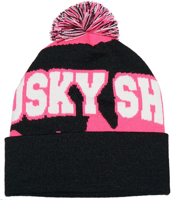 Головной убор Musky Shop Pom Beanie Neon Pink White Black