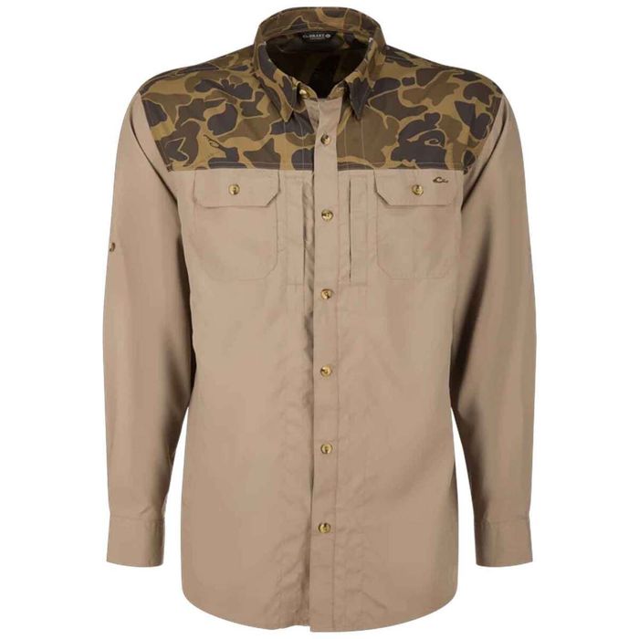 Рыболовная рубашка Drake Waterfowl Drake Men's Old School Sport Wingshooter Trey Long Slee