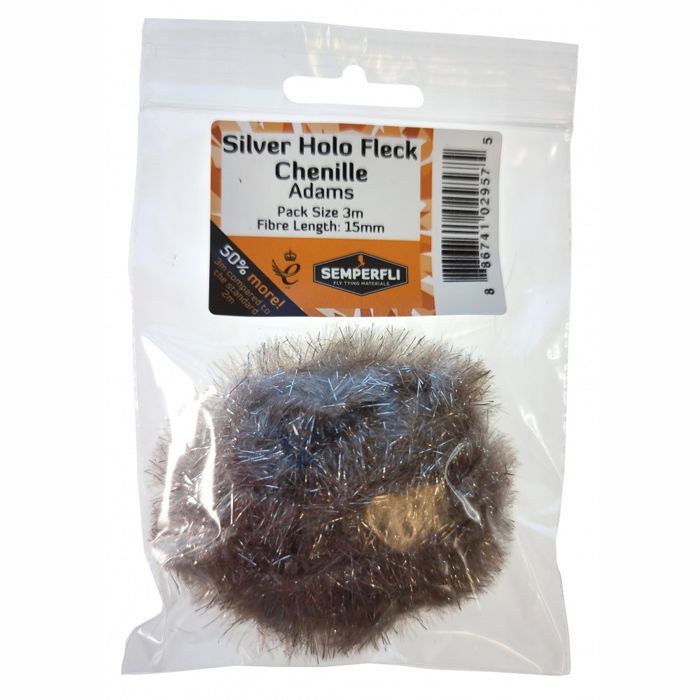 Материал для вязания мушек J. Stockard Fly Fishing Silver Holographic Fleck Chenille