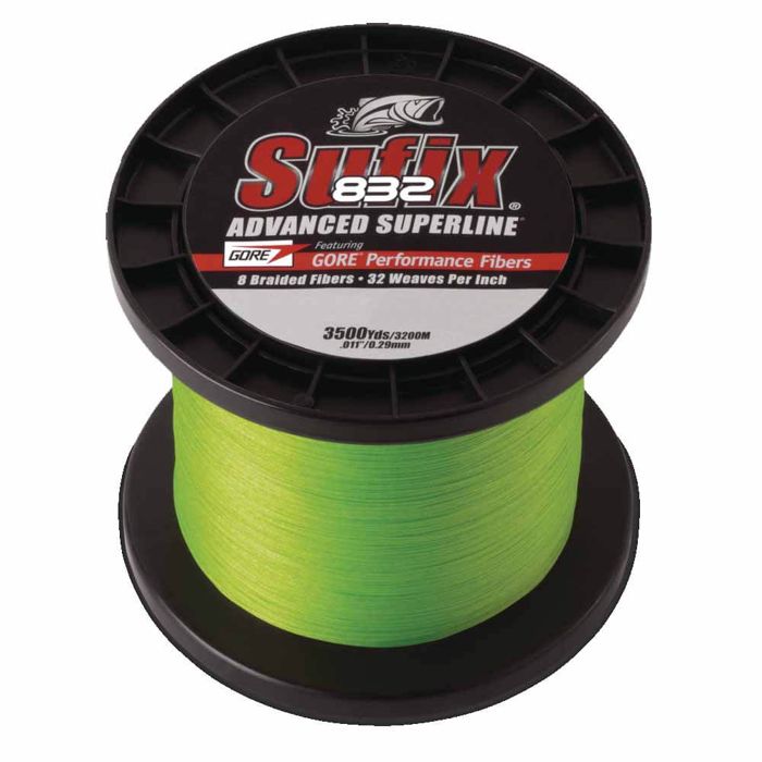 Плетёный шнур Sufix 832 Advanced Superline Braid Neon Lime 3500YDS - 65LB