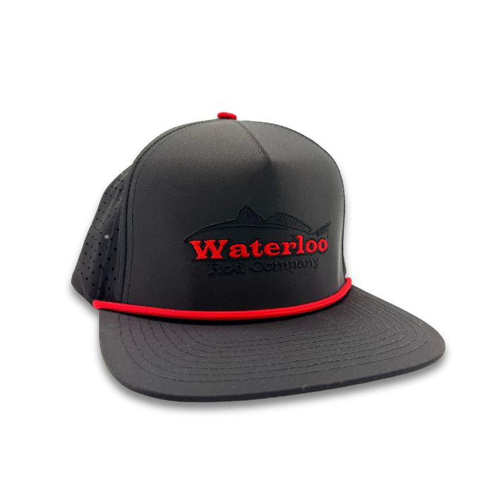 Головной убор Waterloo Rods Waterloo Black with Red Rope Cap - Red Fish Logo