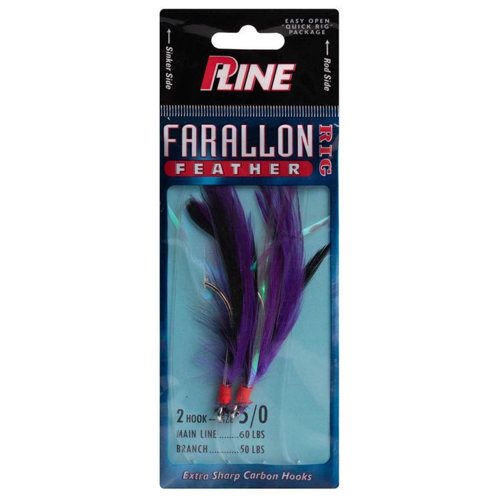 Готовая оснастка P-Line Farallon Feather Saltwater Trolling Rig - Purple/Black, 5/0, 2pk