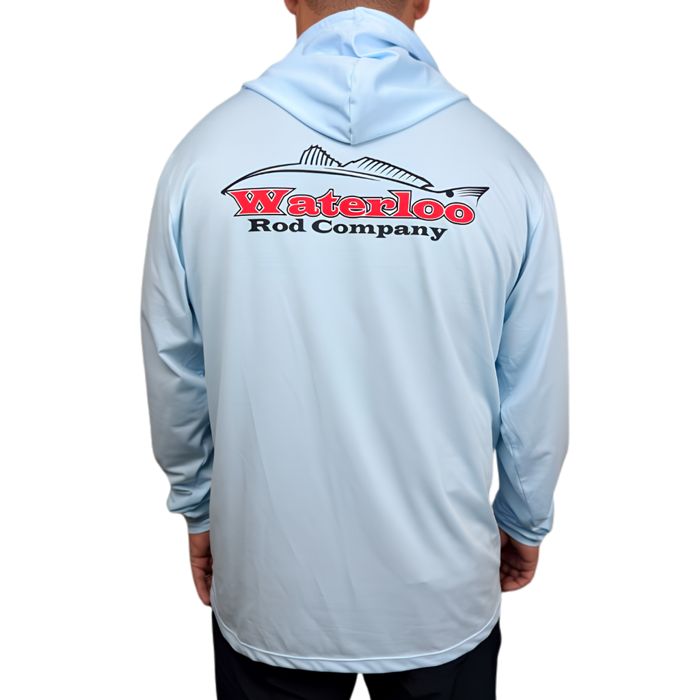 Рыболовная рубашка Waterloo Rods Waterloo Coastal Blue Performance Hoodie - Redfish Logo