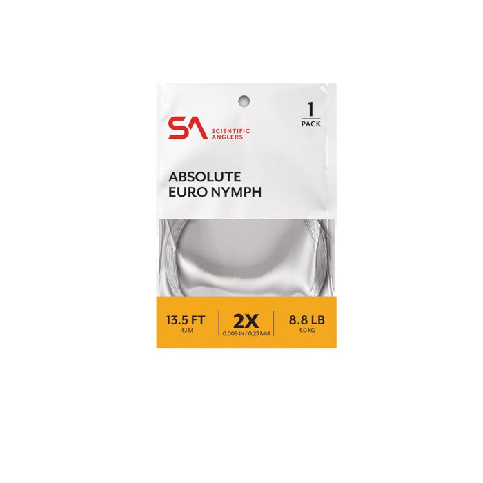 Подлесок и типпет Scientific Anglers Absolute Euro Nymph Freshwater Tapered Leader- 2X, Wh