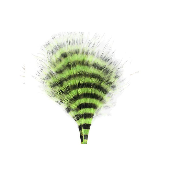 Материал для вязания мушек Barred Marabou - Chartreuse/Barred Black