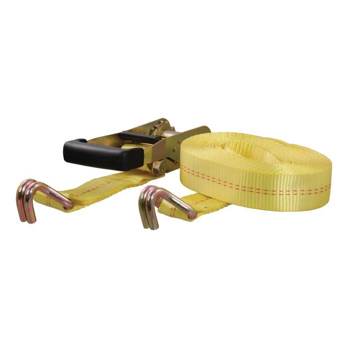 Стяжной ремень CURT 27' Yellow Cargo Strap with J-Hooks, 3,333 lbs.