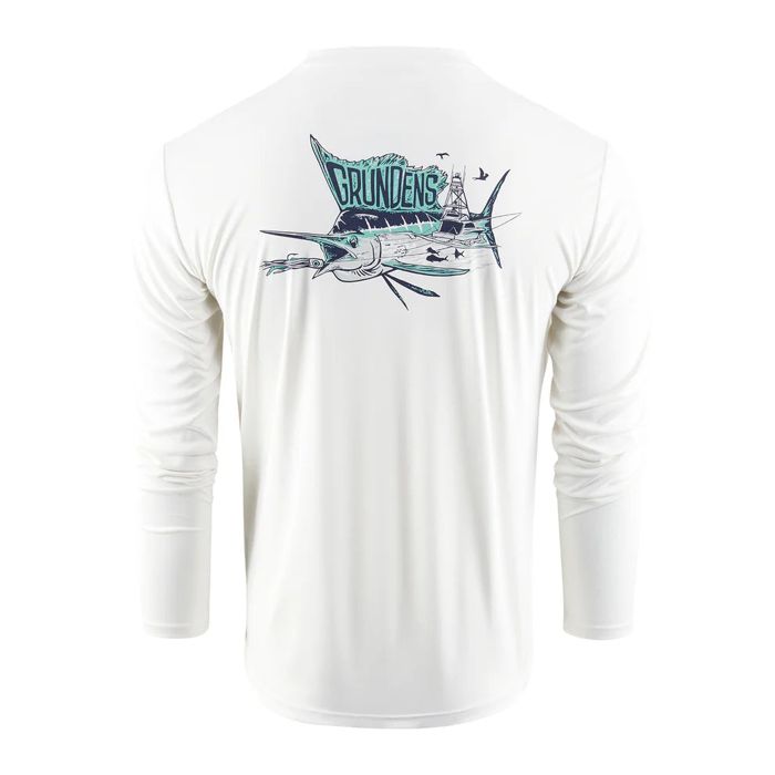 Рыболовная рубашка Grundens Grunden's Trophy Hunting Long Sleeve Technical Tee Shirt - Whi
