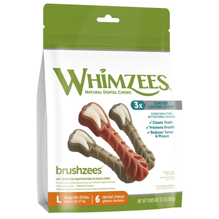 Снаряжение для собаки Whimzees All Natural Daily Dental Brushees Dental Dog Treats - Large
