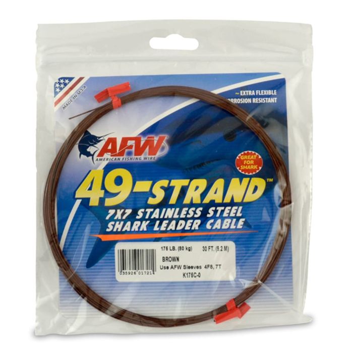 Кабель для электроники AFW 49 Strand 7x7 Stainless Steel Shark Leader Cable - 30 ft Coil