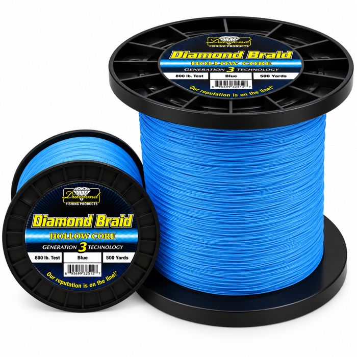 Плетёный шнур Diamond / Momoi Diamond Braid Gen 3 Hollow Core 800 lb. x 500 yd.