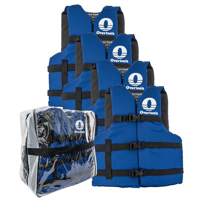 Оснащение для каяка Overton's Universal Adult Life Jackets 4-Pack, Blue