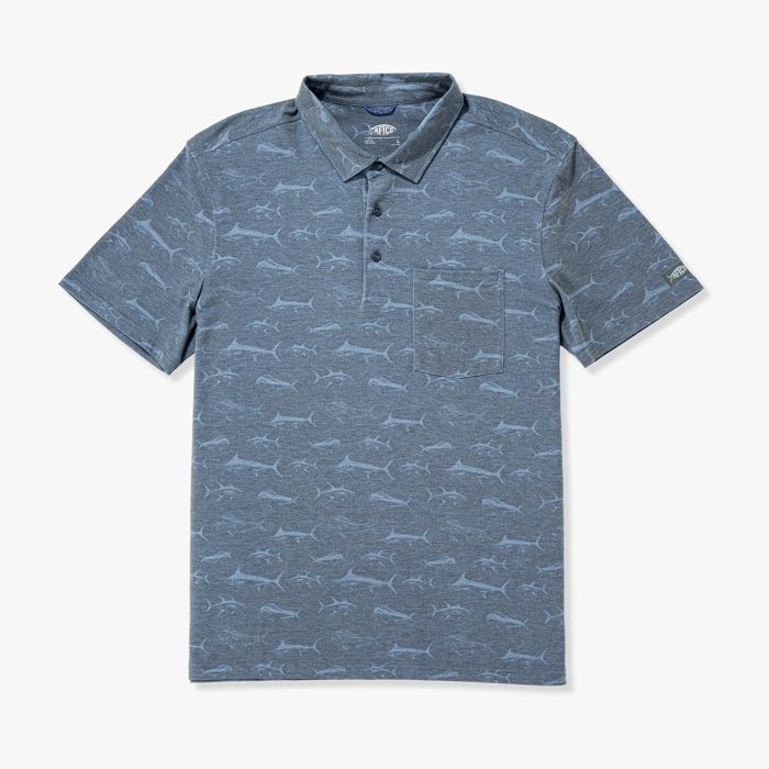 Рыболовная рубашка MENS Qualifier Printed Performance Polo Shirt | Ink