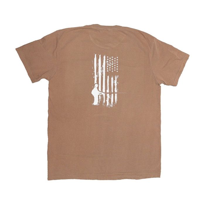 Рыболовная рубашка Fly Fish Food Patriotic Fisherman T-Shirt - Brown