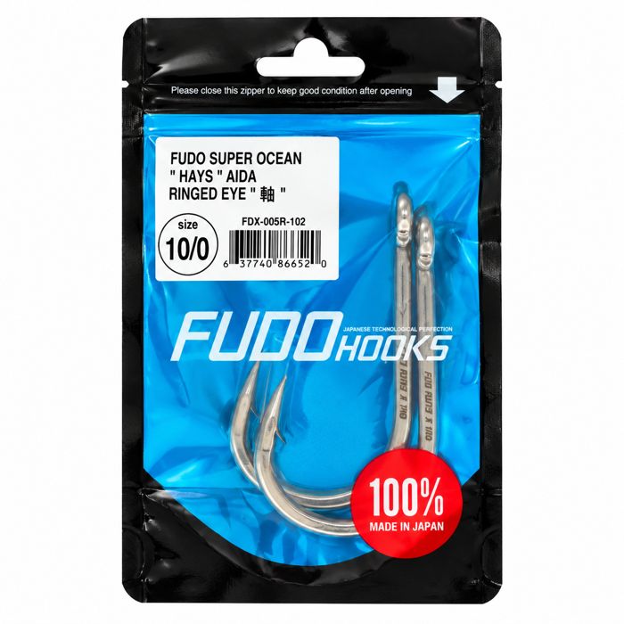 Крючки FUDO Super Ocean Hays Aida Ringed Eye Hooks, 10/0