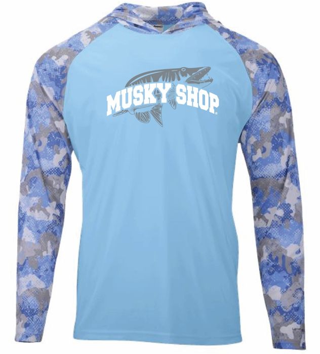 Рыболовная рубашка Musky Shop Paragon Sun Hoodie Shirt Blue Mist Camo